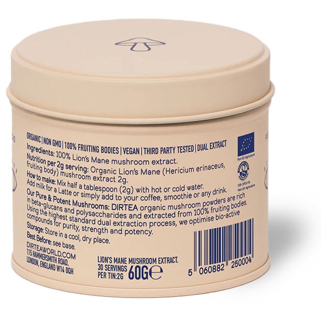 DIRTEA Lion’s Mane Mushroom Powder – Focus, Memory & Digestion