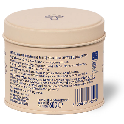 DIRTEA Lion’s Mane Mushroom Powder – Focus, Memory &amp; Digestion