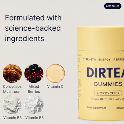 DIRTEA Performance Gummies - Cordyceps, Mixed Berries Flavour