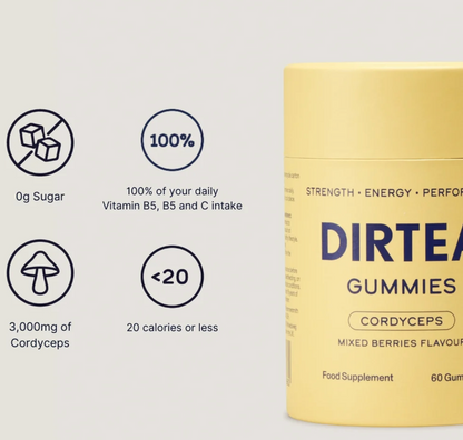 DIRTEA Performance Gummies - Cordyceps, Mixed Berries Flavour