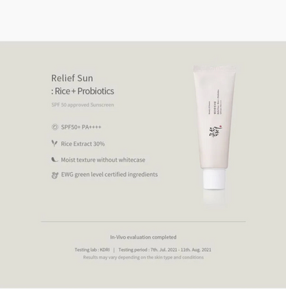 Beauty of Joseon Relief Sun : Rice + Probiotics SPF50+ Pa++++, 50ml
